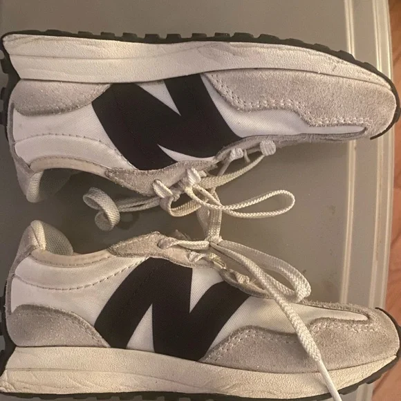 New Balance Kids White and Gray Athletic Sneakers - Picture 2 of 4